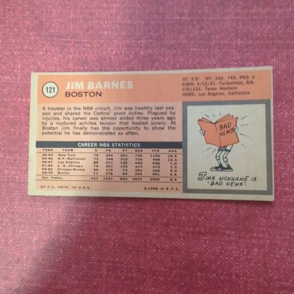 1970 Topps #121 Jim Barnes Celtics ROOKIE Cameron Univer. - Picture 7 of 7